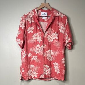 28 Palms Men's Red Floral Shirt Relaxed Mens Medium